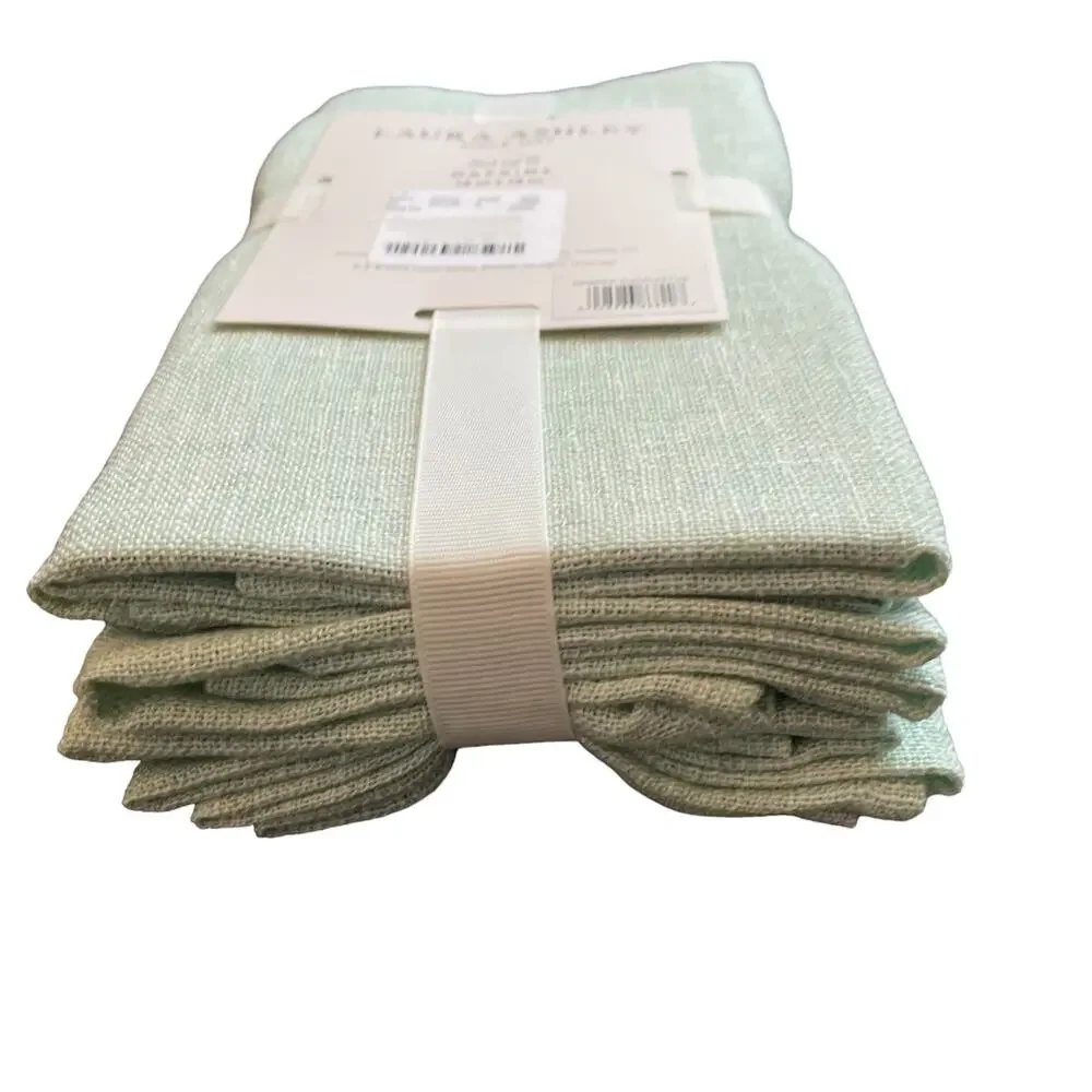 LAURA ASHLEY Spring Chic Mint Green Textured 18X18 Cloth Napkins Set of 6 NEW